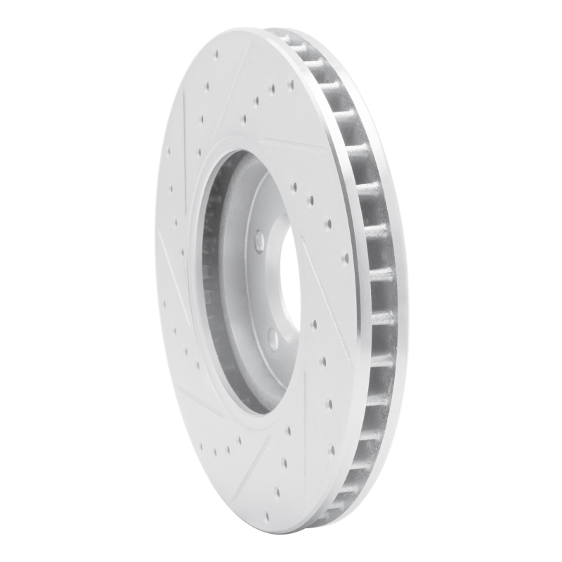 Ford Thunderbird Brake Rotor (1) - Front Right - R1 Concepts - Drilled & Slotted - Silver - `00-`06